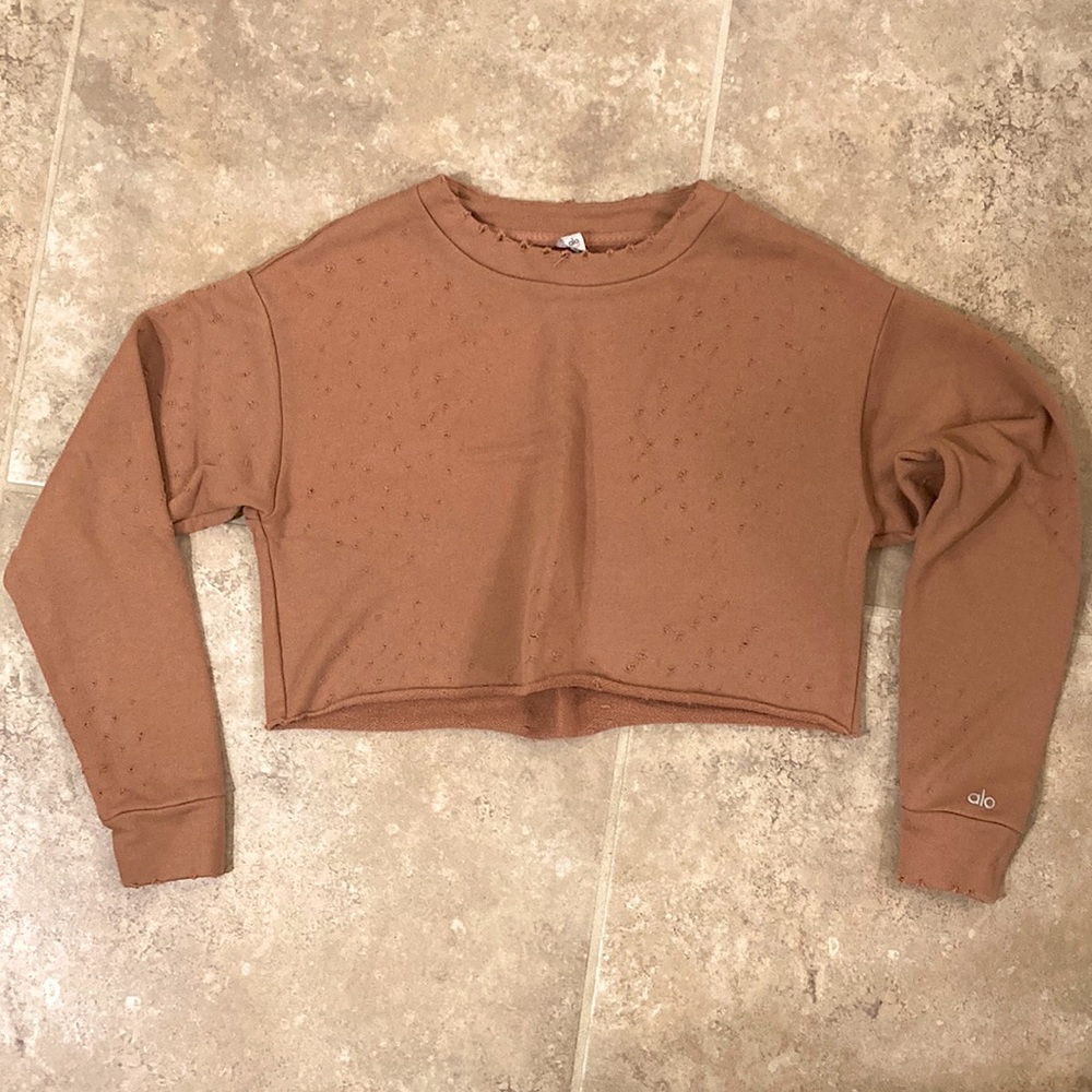 ALO Distressed Crop Sweatshirt